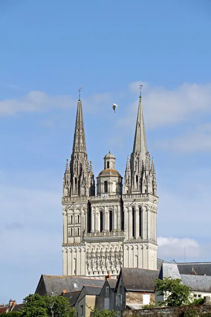  la impresionante Catedral gótica de Saint-Maurice se alza por encima de los tejados de la ciudad, de tonos claros y muy esbelta